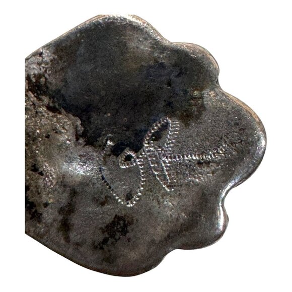 Vintage Zuni Inlay Signed Sunface Turquoise Silver Brooch Pin Native American 1" - Picture 3 of 5